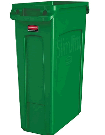 1956186 CONTAINER WASTE 23GAL SLIM JIM GREEN W/VENTING CHANNELS ( CS 4 )