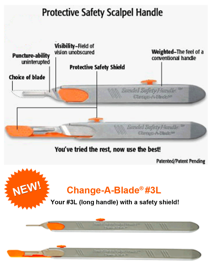 SANDEL® Change-A-Blade™ Safety Scalpel Handle